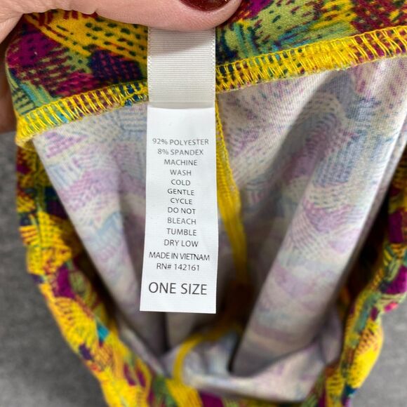 LulaRoe Leggings Women One Size Yellow Geometric Pull On High Rise Capri Casual - Picture 9 of 10